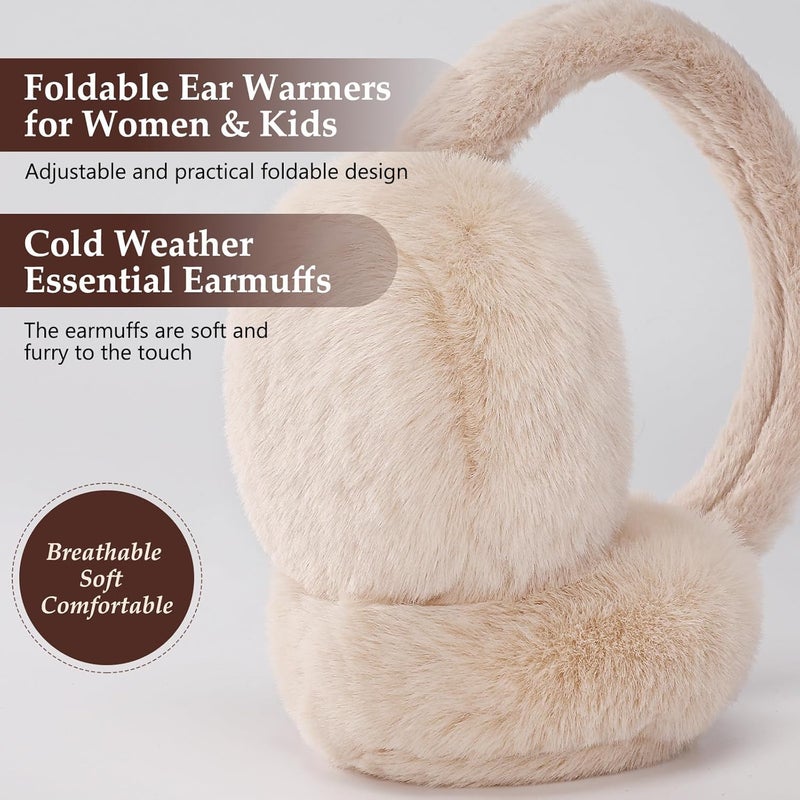 Clothclose Ear Muffs for Kids - Furry Ear Muffs for Winter Women Girls Boys, Foldable Cozy Winter Earmuffs Warmers - Image 3